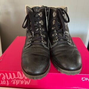 Black Leather Lace-Up Boots